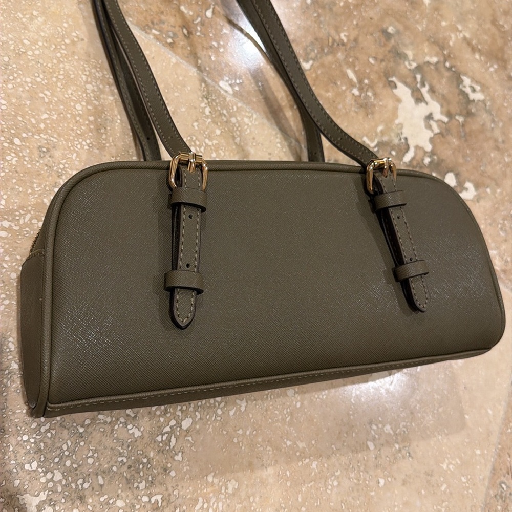 GUESS Olive Green Saffiano Leather Shoulder Bag - Picture 5 of 7